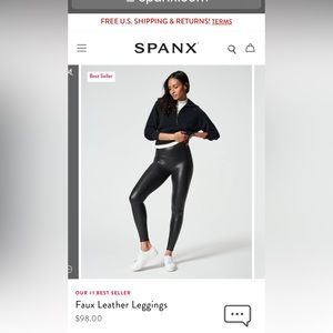 Spanx faux leather leggings Size L NWT